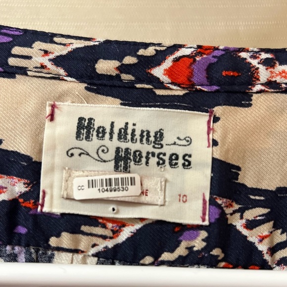 Holding Horses Dress with Red and Purple Abstract Print Size 10 Bohemian Vibe - Picture 2 of 8